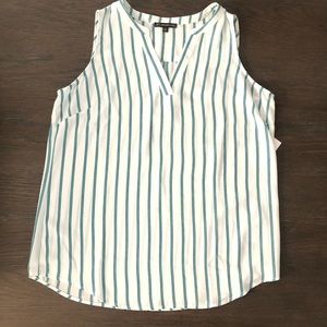 🕊Adrianna Papell White Stripe Sleeveless Blouse